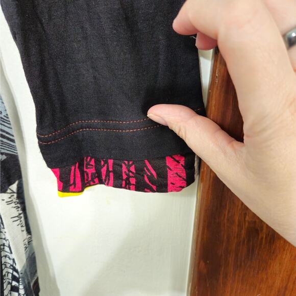 Parsley & Sage Patchwork Mixed-Media Tunic Top V-Neck 3/4 Sleeve Size Small - Picture 4 of 7